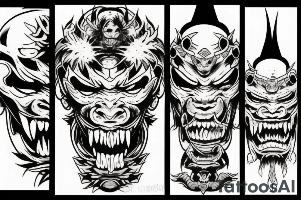 Oni demon masque tattoo idea