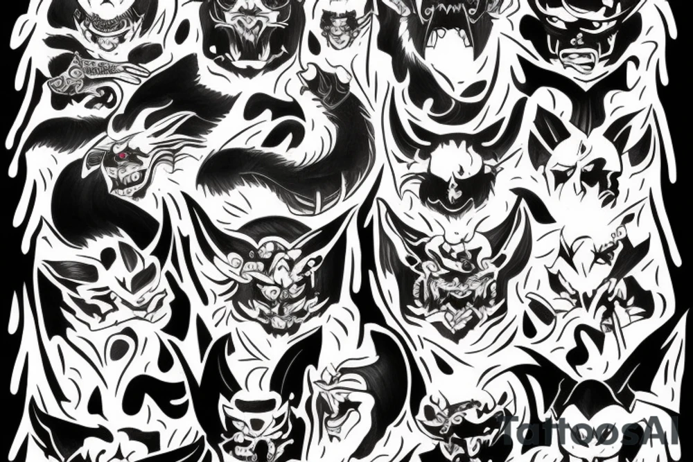 Oni demon masque tattoo idea