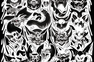 Oni demon masque tattoo idea