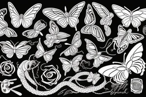 Butterfly but the wings are snake heads tattoo idea