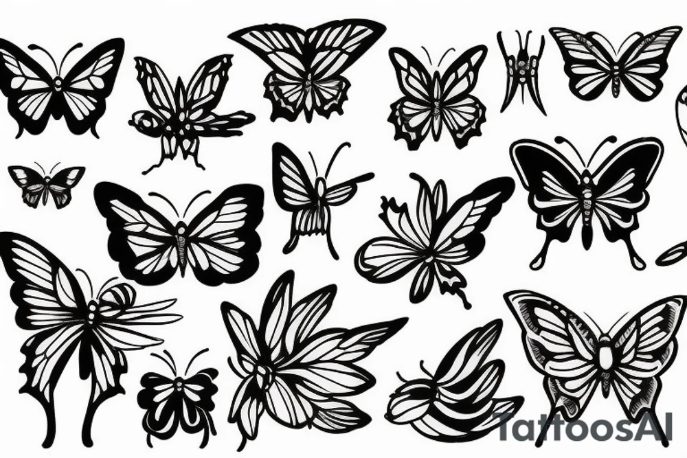Butterfly but the wings are snake heads tattoo idea
