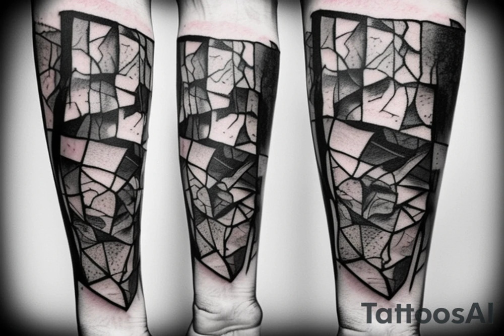 Broken Glas pieces with rough edges tattoo idea