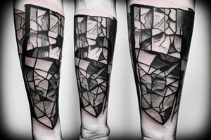 Broken Glas pieces with rough edges tattoo idea