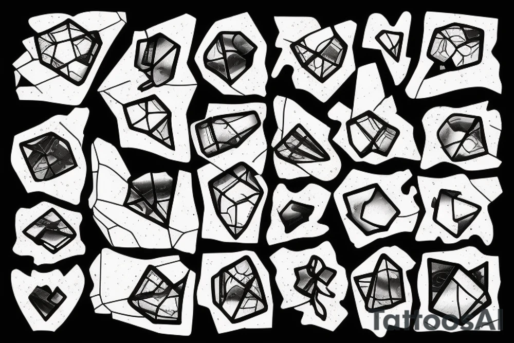 Broken Glas pieces with rough edges tattoo idea