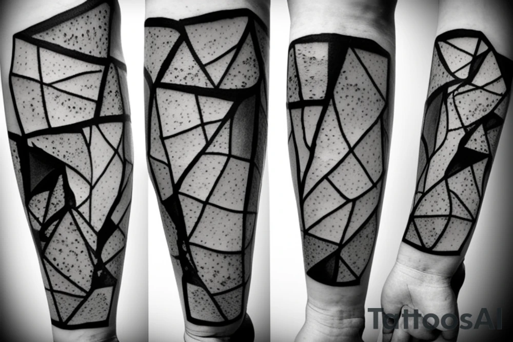 Broken Glas pieces with rough edges tattoo idea