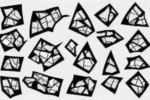 Broken Glas pieces with rough edges formed into a mosaic in form of a dragon tattoo idea