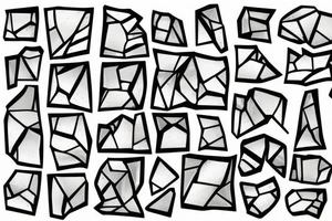 Broken Glas pieces with rough edges formed into a mosaic tattoo idea