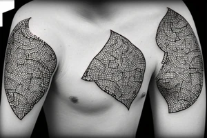 Broken Glas pieces with rough edges formed into a mosaic tattoo idea