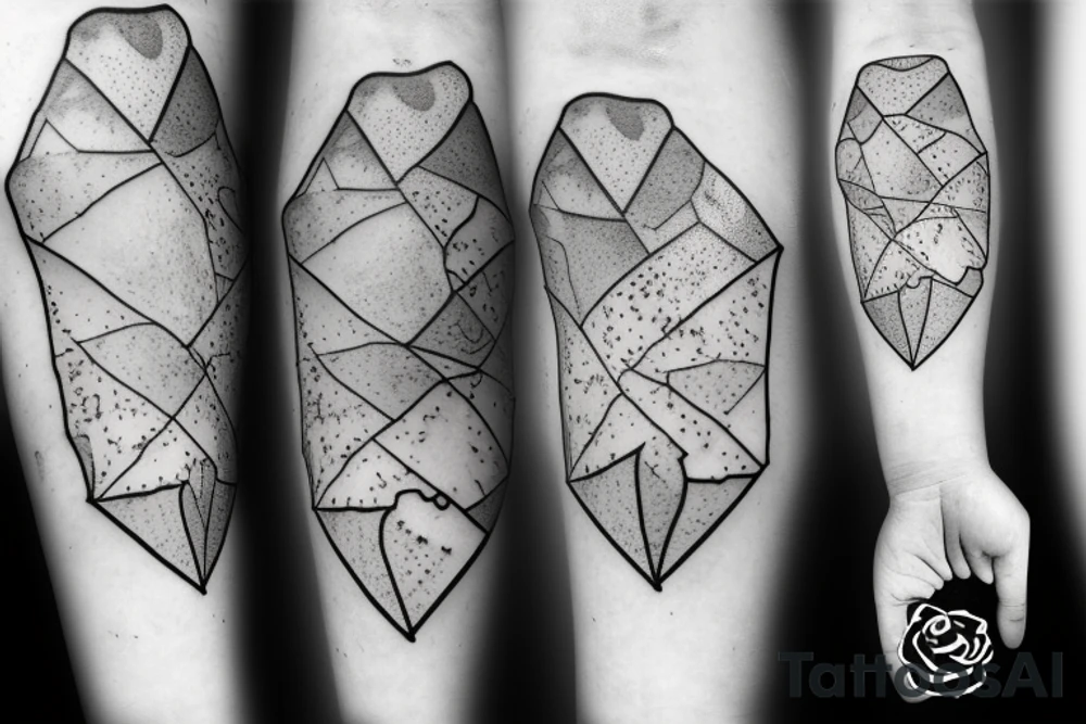 Broken Glas pieces with rough edges tattoo idea