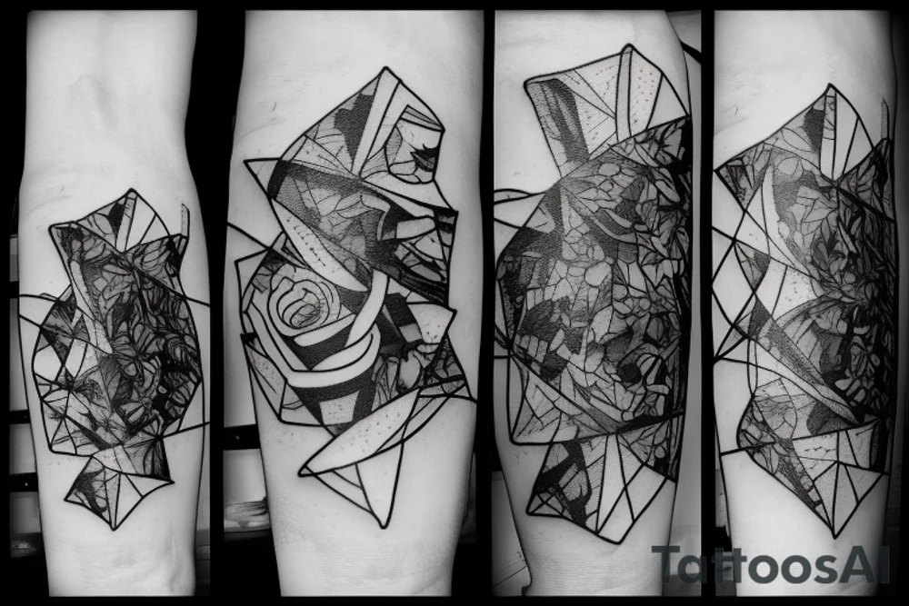Broken Glas pieces with rough edges tattoo idea
