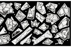 Broken Glas pieces with rough edges and melting metal tattoo idea
