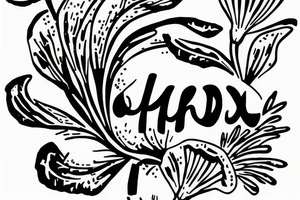 Small poppy flower with the name “Brady” written in cursive, sideways down the stem of the flower. tattoo idea