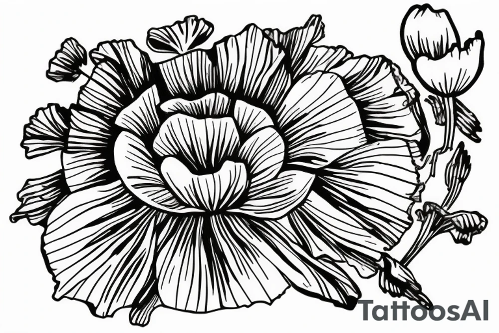 Small poppy flower with the name “Brady” hidden within. tattoo idea