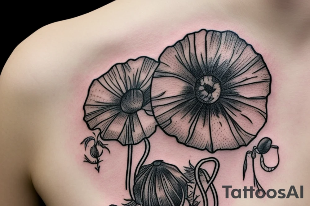 Small poppy flower with the name “Brady” hidden within. tattoo idea