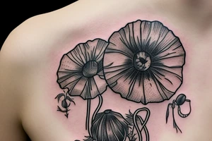 Small poppy flower with the name “Brady” hidden within. tattoo idea