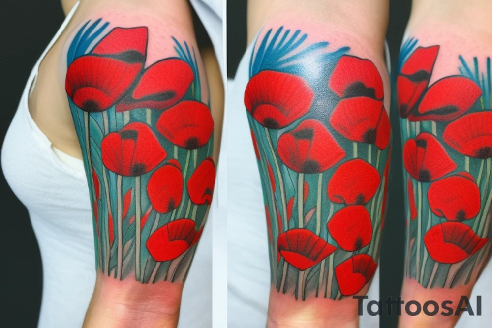 Poppy flower with “Brady” on the stem tattoo idea