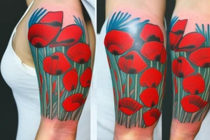 Poppy flower with “Brady” on the stem tattoo idea
