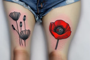 Poppy flower with “Brady” on the stem tattoo idea