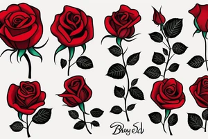 Red rose with Brady down the stem tattoo idea