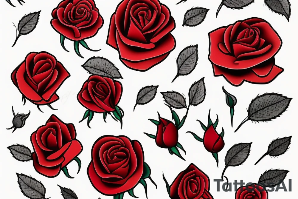 Red rose with Brady written tattoo idea