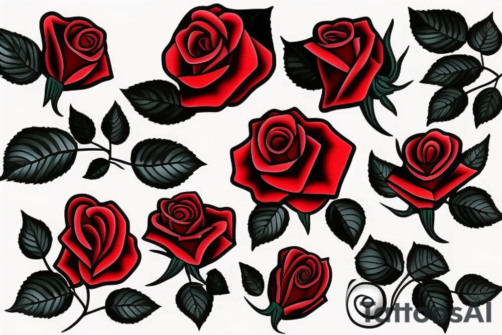 Red rose cartoon tattoo idea