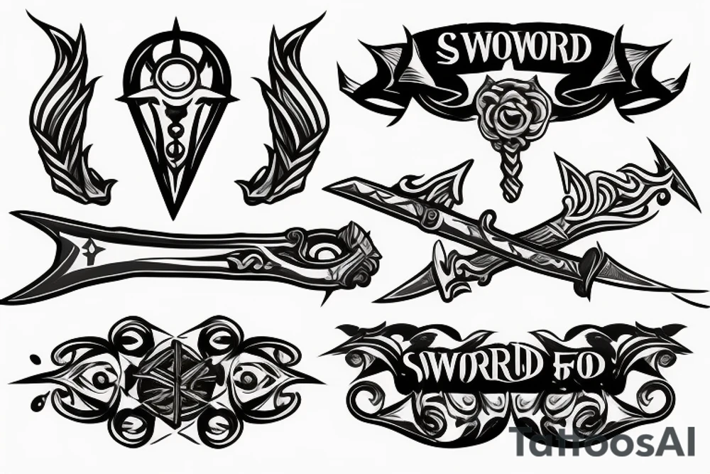 Sword on fire tattoo idea