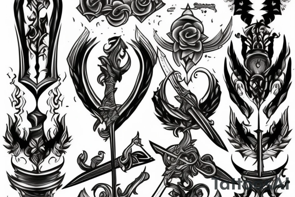 Sword on fire tattoo idea