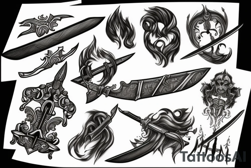 Sword on fire tattoo idea