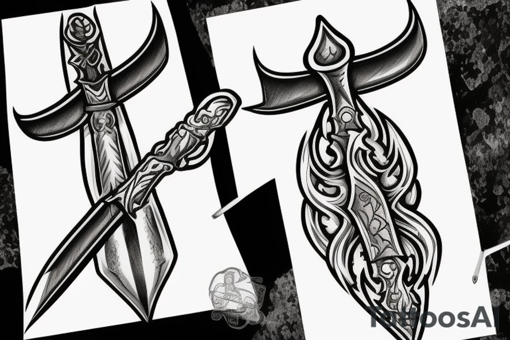 Sword on fire tattoo idea