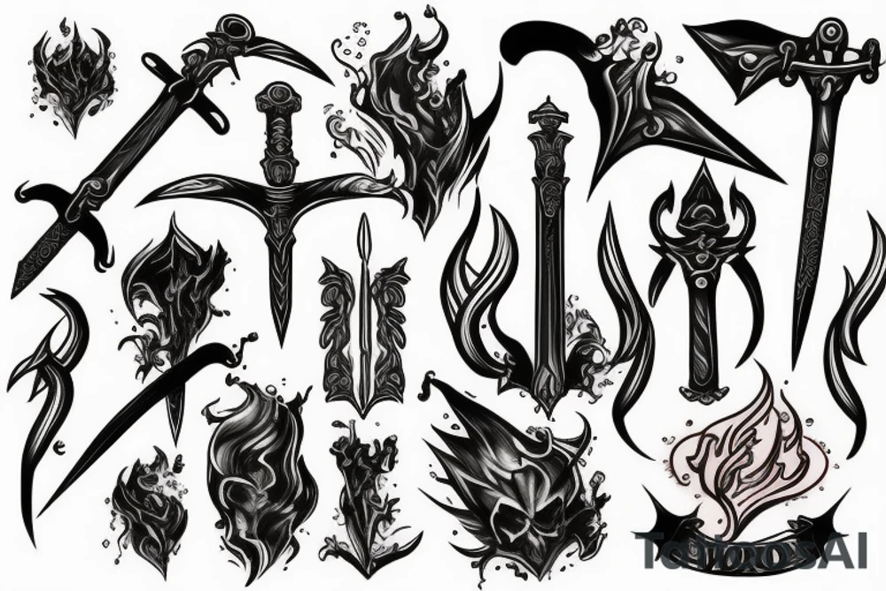 Sword on fire tattoo idea