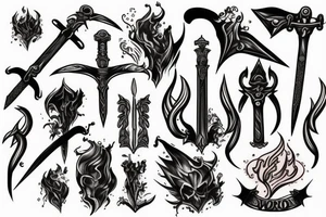Sword on fire tattoo idea