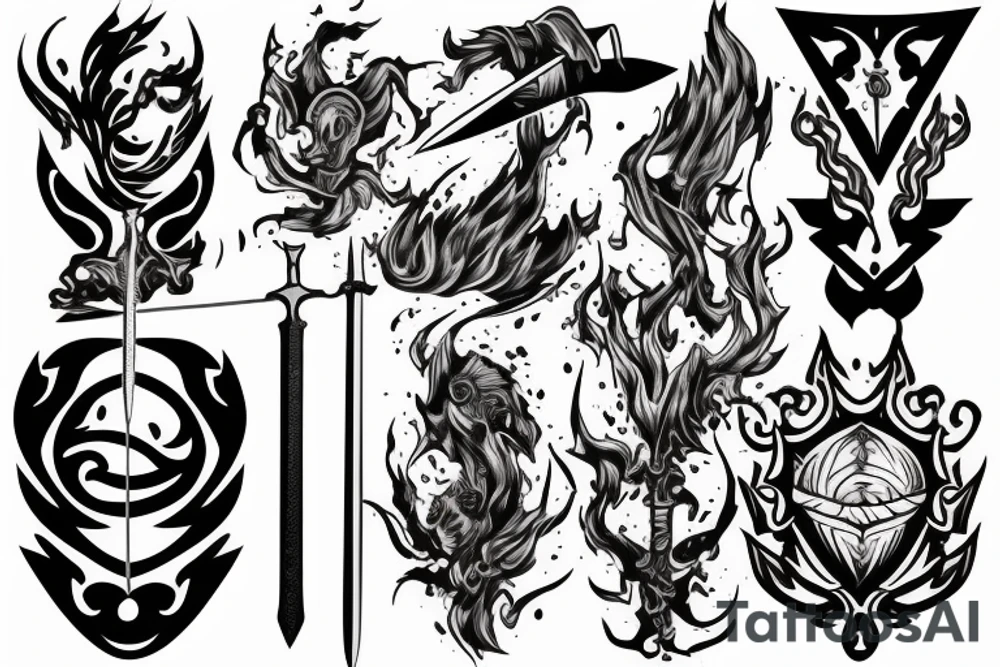 Sword on fire tattoo idea