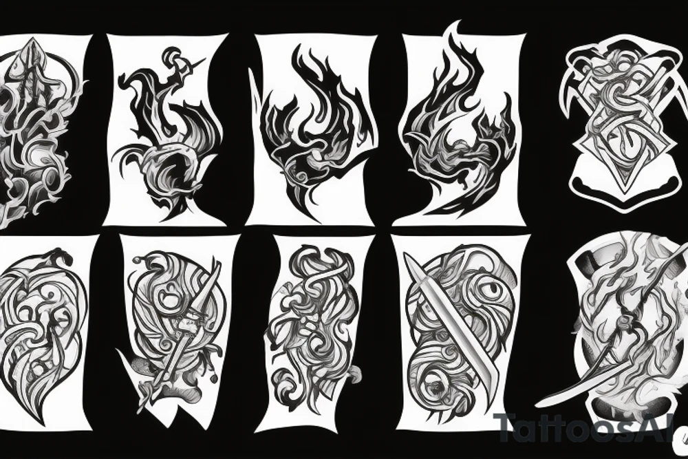 Sword on fire tattoo idea