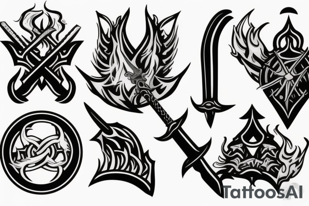 Sword on fire tattoo idea