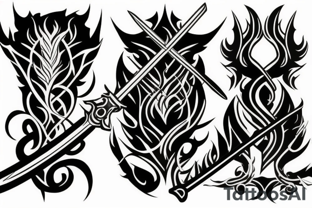 Sword on fire tattoo idea