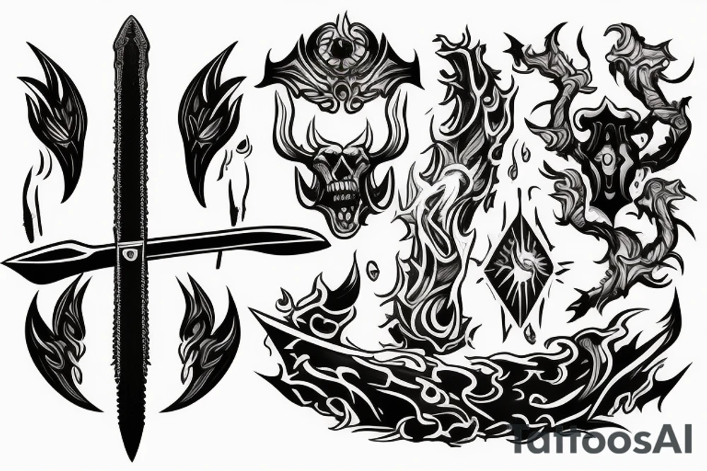 Sword on fire tattoo idea