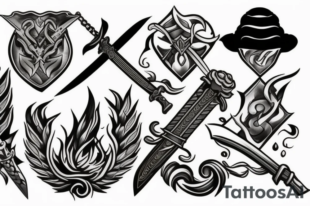 Sword on fire tattoo idea