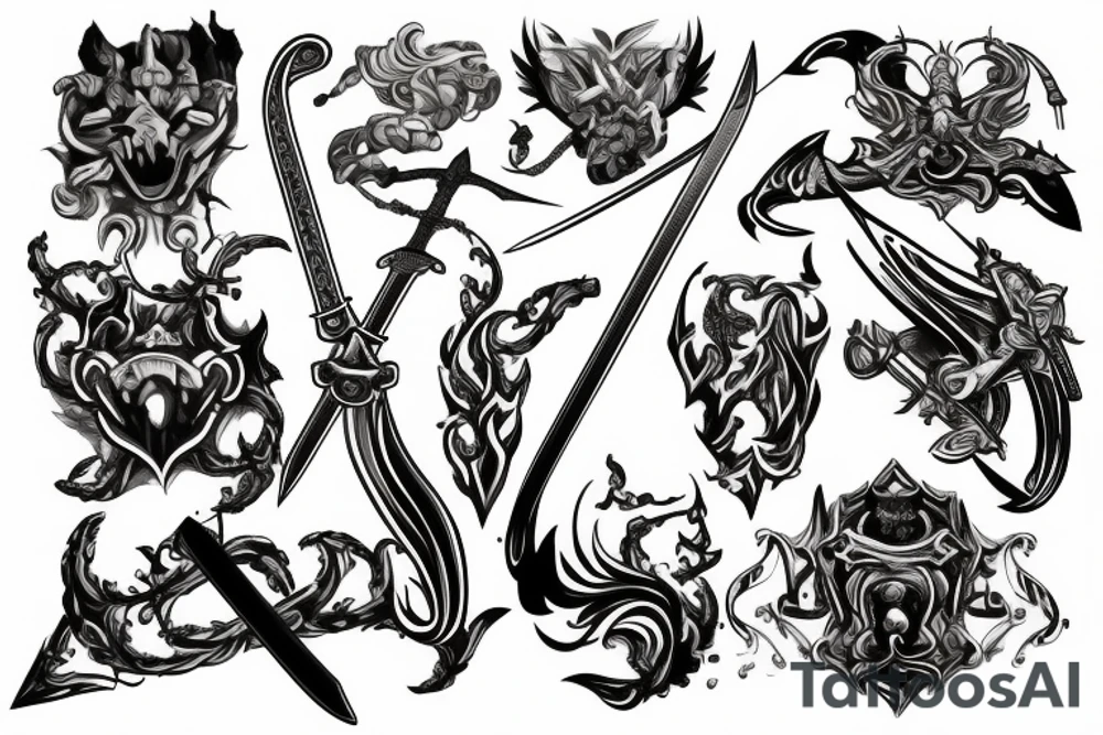 Sword on fire tattoo idea