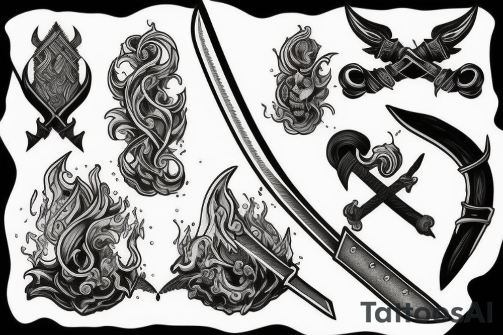 Sword on fire tattoo idea