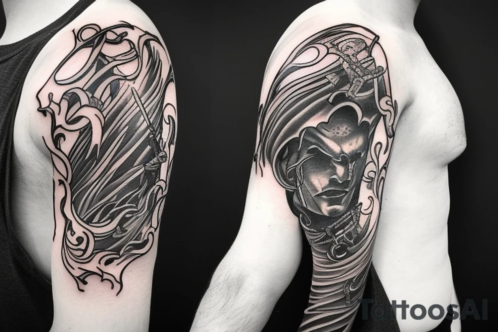 Sword on fire tattoo idea