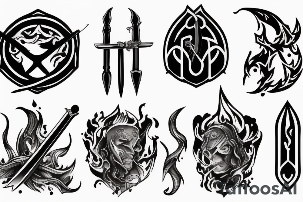 Sword on fire tattoo idea