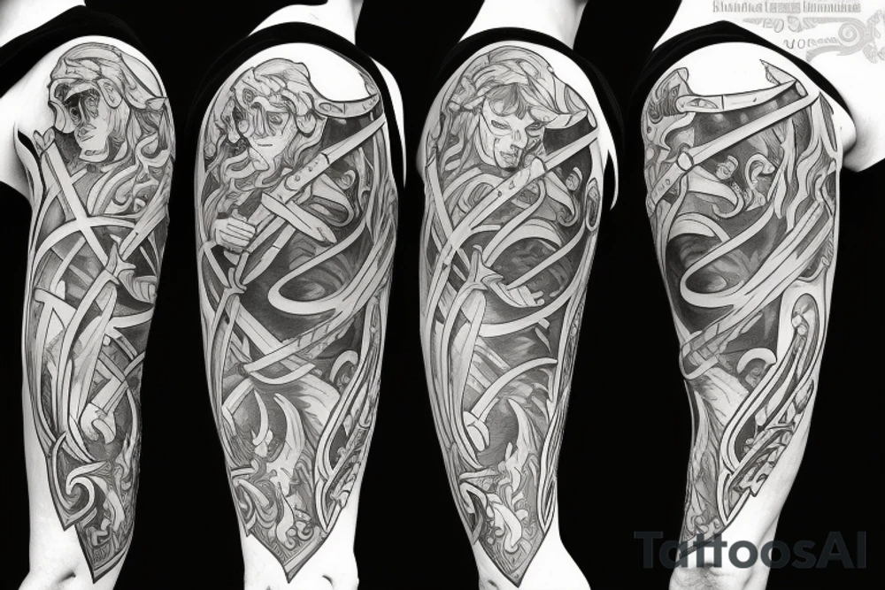 Sword on fire tattoo idea