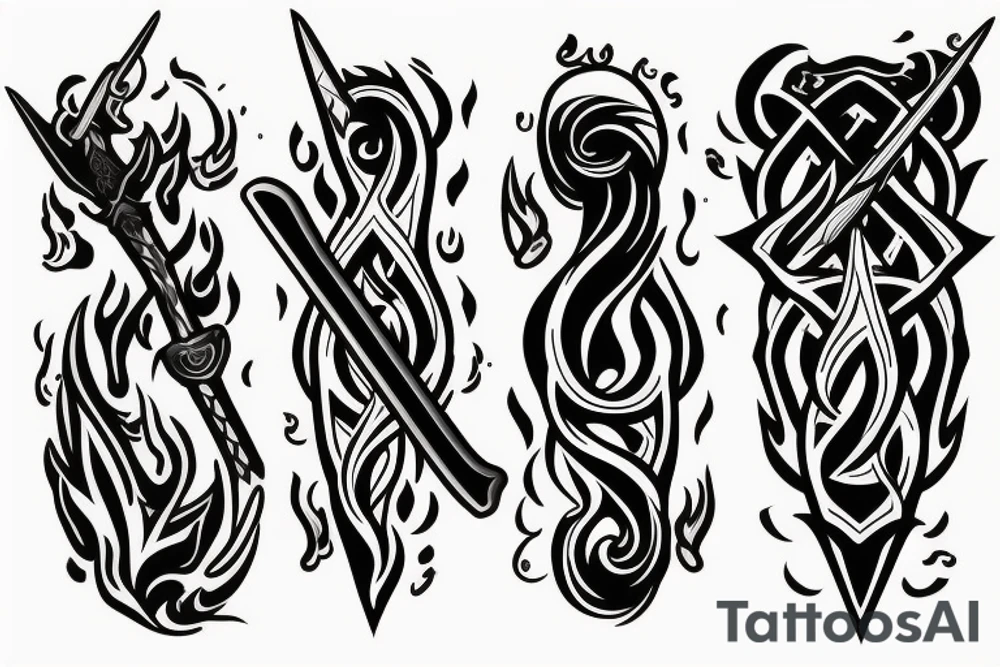 Sword on fire tattoo idea