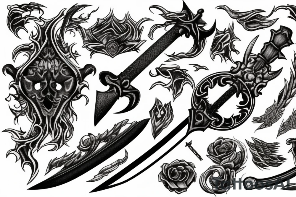 Sword on fire tattoo idea