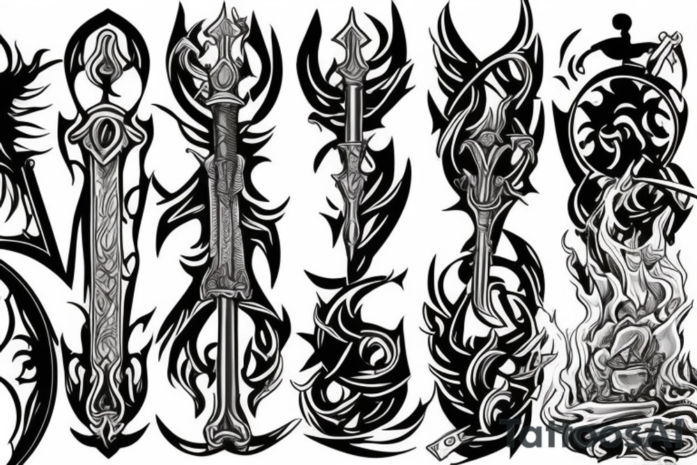 Sword on fire tattoo idea