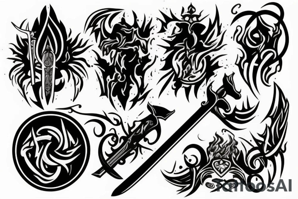 Sword on fire tattoo idea