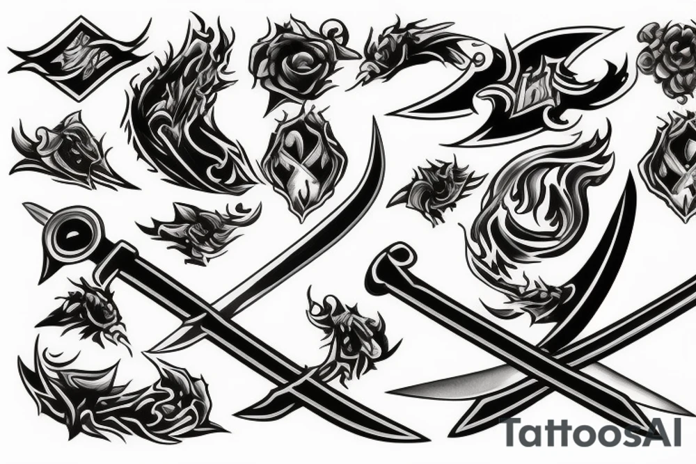 Sword on fire tattoo idea