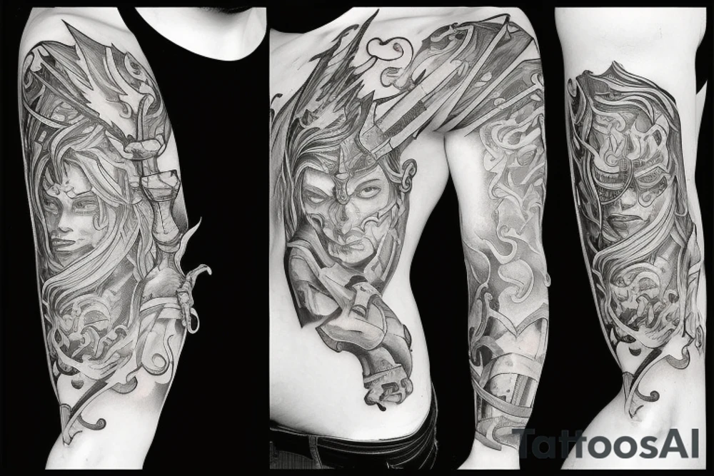 Sword on fire tattoo idea