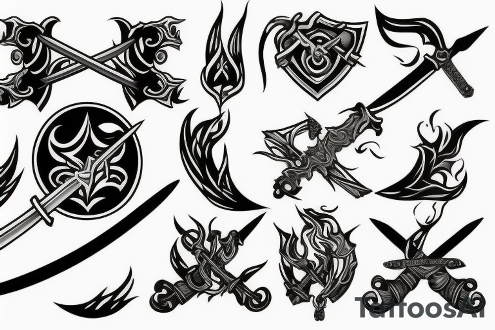 Sword on fire tattoo idea