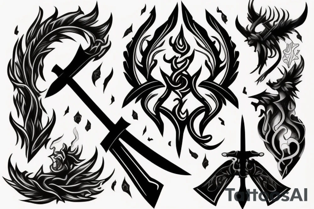 Sword on fire tattoo idea